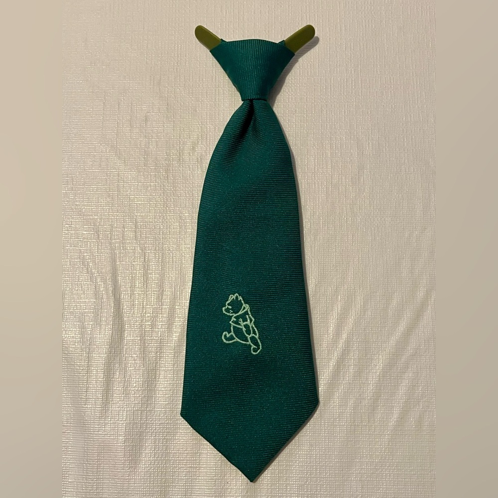 Green Tie with Embroidered Winnie the Pooh Bear